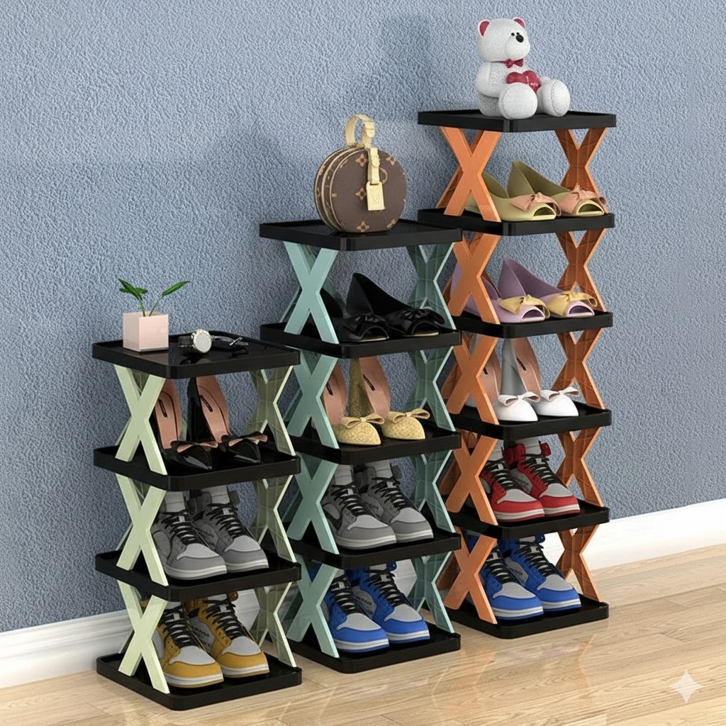 5 layer Multifunctional Black Shoe Organizer Rack (Black -HL013)